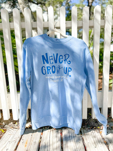 Never Grow Up Adult Crew Sweatshirt - Blue (exclusive)