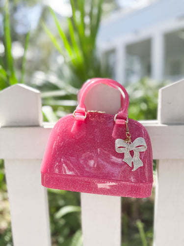 Bag w/ Bow Charm - Hot Pink Sparkle