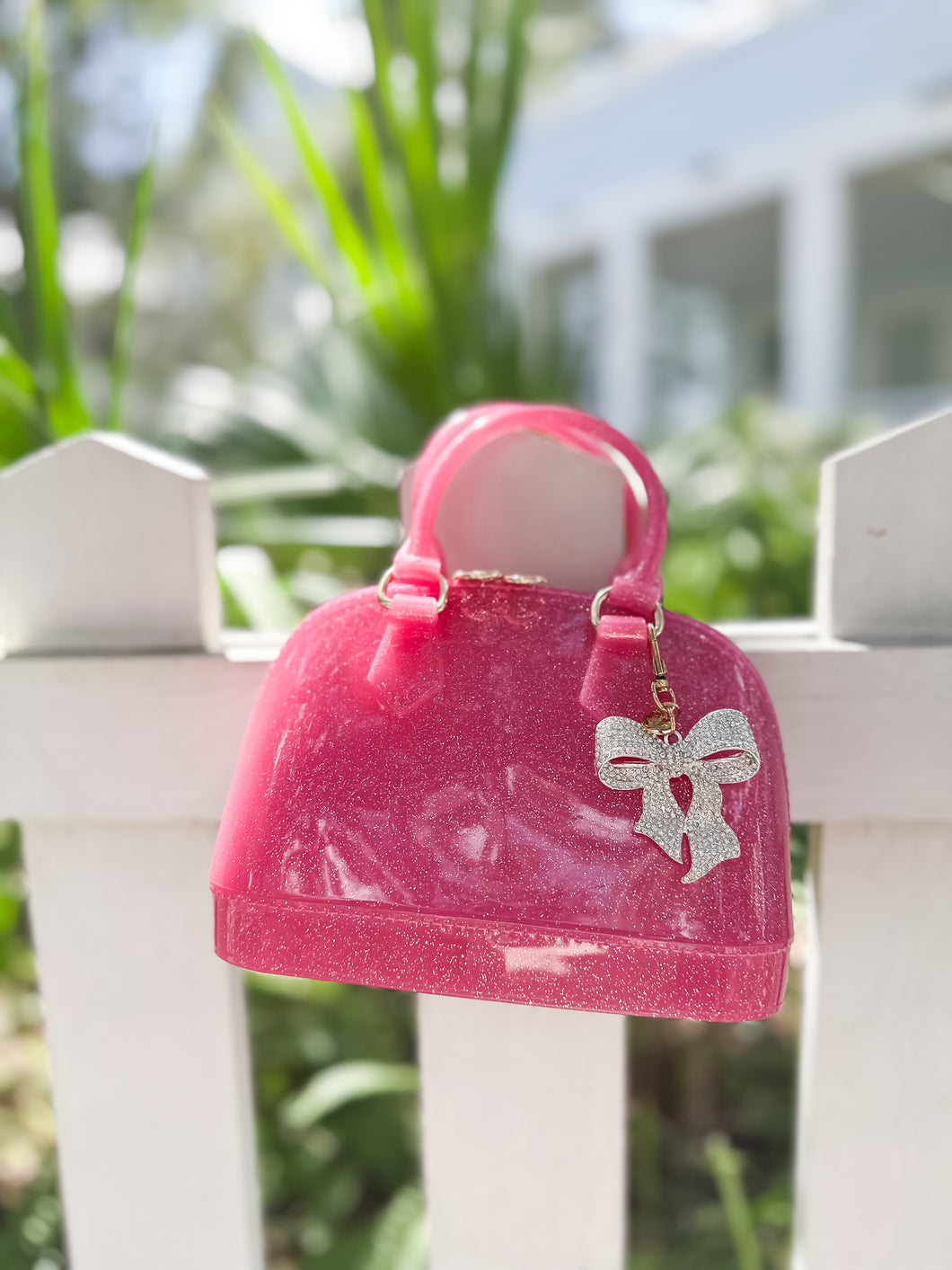 Bag w/ Bow Charm - Hot Pink Sparkle