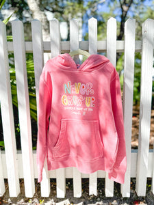 Never Grow Up Youth Hoodie - Pink