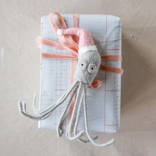 Octopus Ornament w/ Santa Hat
