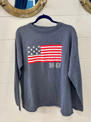Intarsia Boxy Sweater w/ Flag, 30A & USA (exclusive)