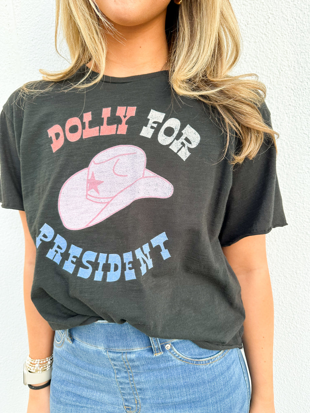 Dolly For President Boyfriend Crop Tee