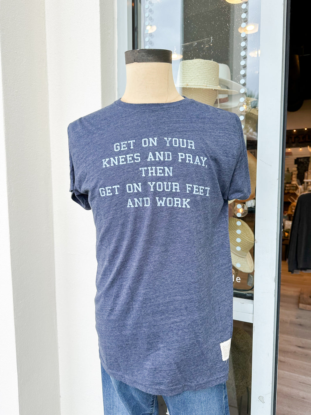 Get On Your Knees And Pray Tee - Navy