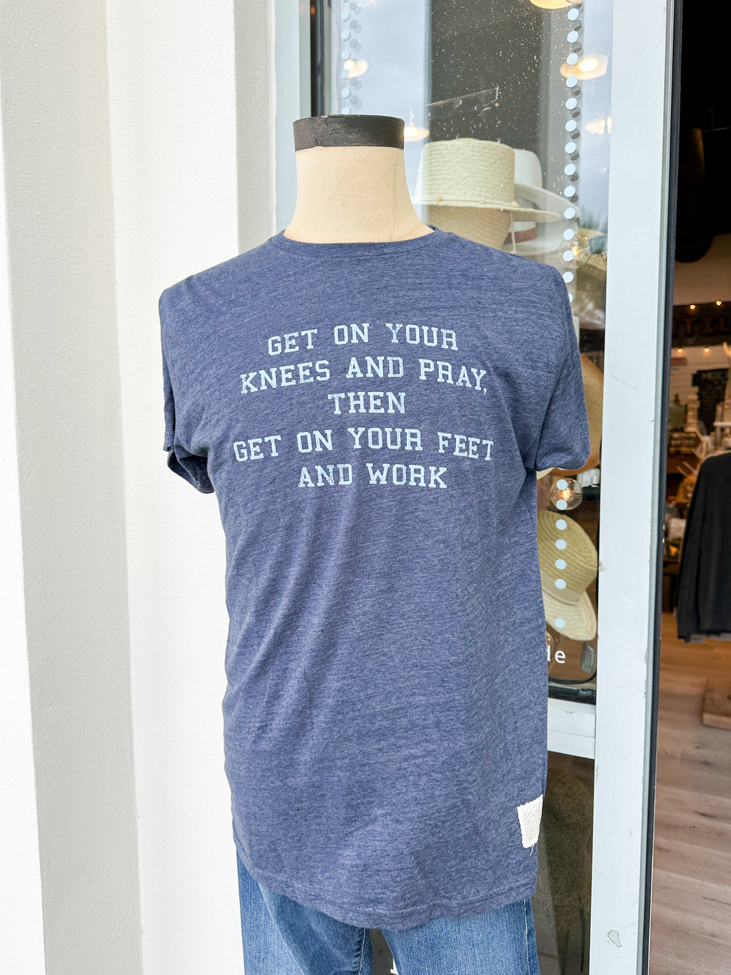 Get On Your Knees And Pray Tee - Navy