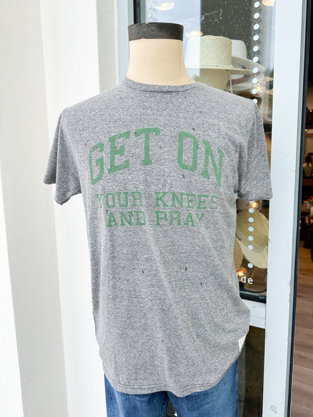 Get On Your Knees And Pray Tee - Grey