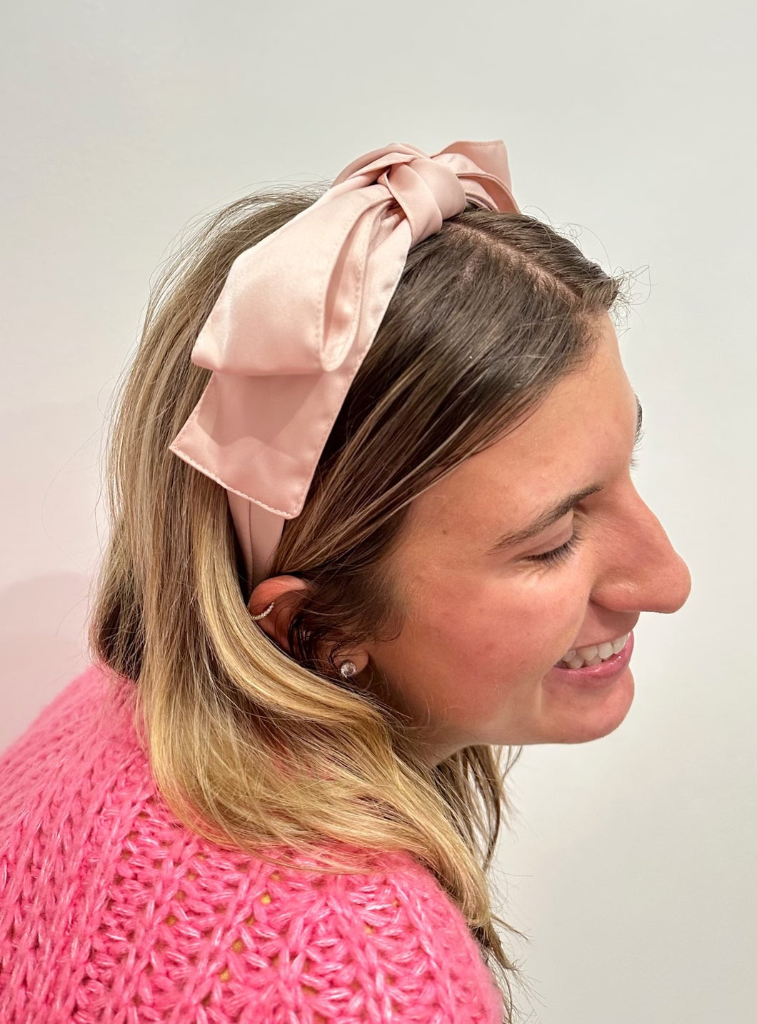Blush Satin Bow Headband