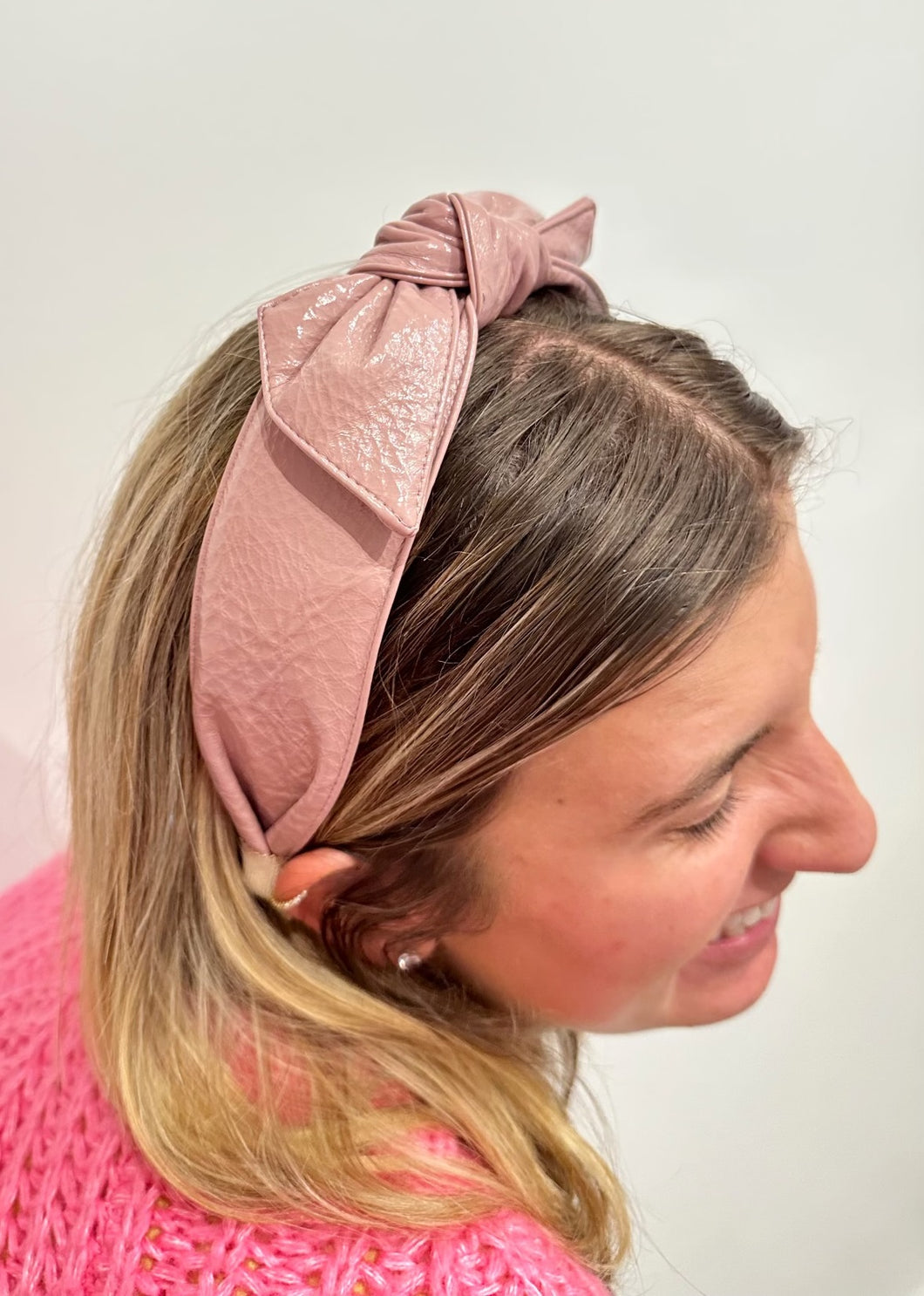 Blush Pink Patent Leather Bow Headband