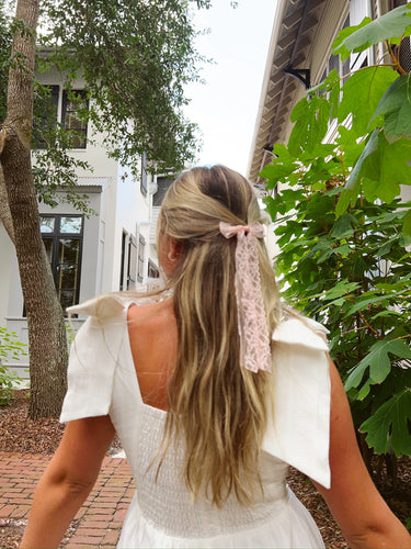 Small Lace Bow - Pink