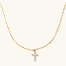 Waterproof Crystal Cross Necklace Gold
