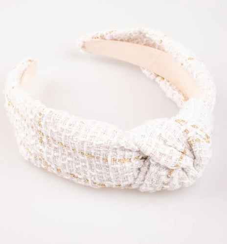 Tweed Knot Headband - White