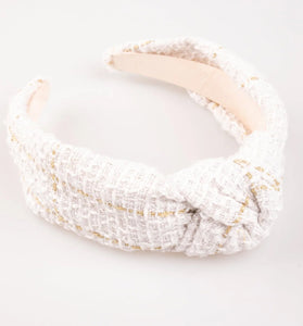 Tweed Knot Headband - White