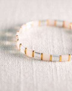 Caribbean Stacking Bracelet - Sail Pink, Clear & Gold