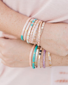 Caribbean Stacking Bracelet - Sail Pink, Clear & Gold