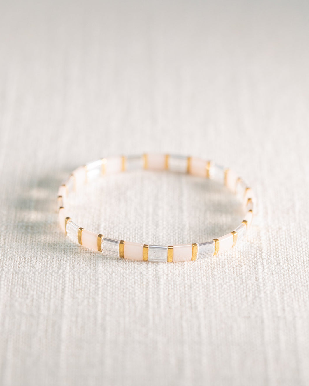 Caribbean Stacking Bracelet - Sail Pink, Clear & Gold