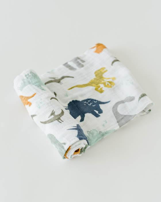 Little Unicorn Dino Friends Swaddle Blanket