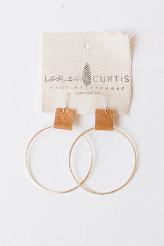 Large Gold Hoop w/ Saddle Leather