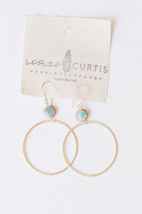 Gold Hoops w/ Turquoise Earrings