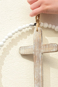 Round Wood & Metal Cross Wall Decor