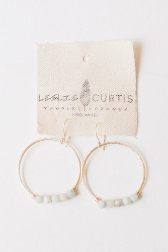 Amazonite Beaded Hoop Earrings