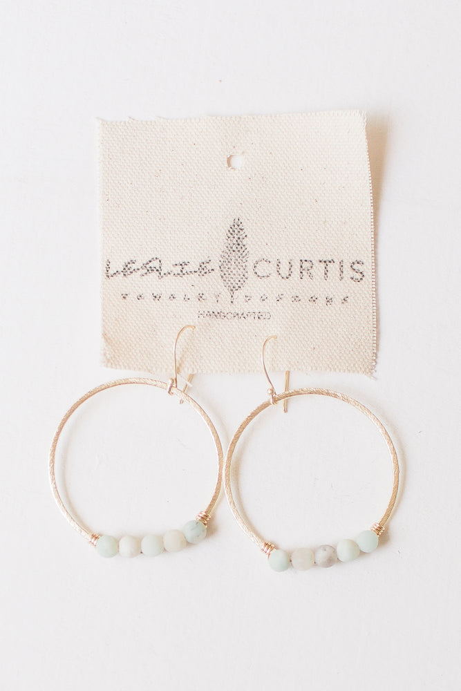 Amazonite Beaded Hoop Earrings