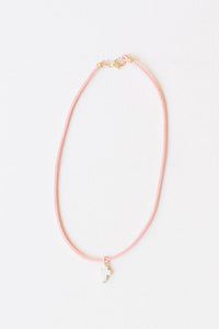 Leather Necklace w/Cross Charm - Pink (child)