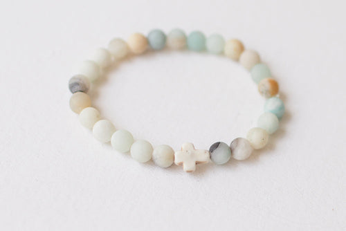Amazonite & Cross Stretch Bracelet (child)