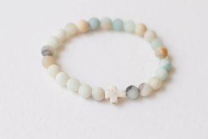 Amazonite & Cross Stretch Bracelet (child)