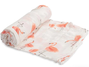 Little Unicorn Pink Flamingos Swaddle Blanket