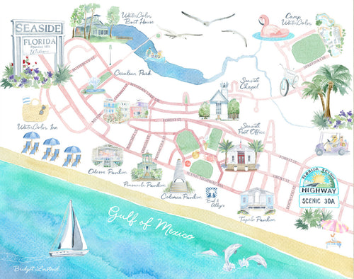 Seaside Map 8x10 Art Print