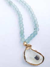 Recycled Glass Beads with Oyster Shell