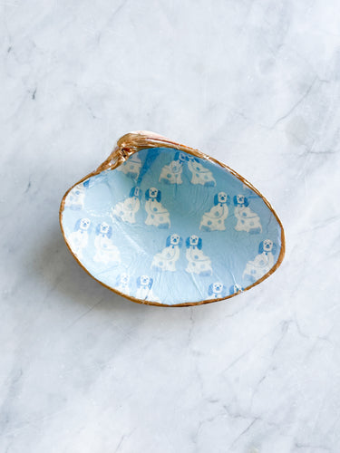 Clam Shell Jewelry Dish - Staffordshire Dogs