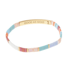 “Good As Gold” Good Karma Miyuki Bracelet - Aqua Multi + Gold