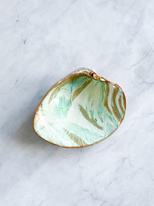 Clam Shell Jewelry Dish - Turquoise Marble