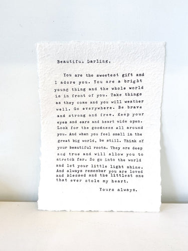 Handmade Paper Print - Letter To Sophie