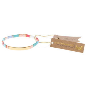 “Good As Gold” Good Karma Miyuki Bracelet - Aqua Multi + Gold